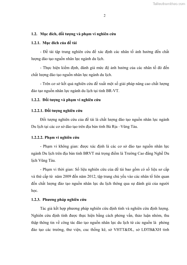 Luận văn thạc sĩ Nâng cao chất lượng đào tạo nguồn nhân lực ngành du lịch tại tỉnh Bà Rịa – Vũng Tàu - 2 Trang 19