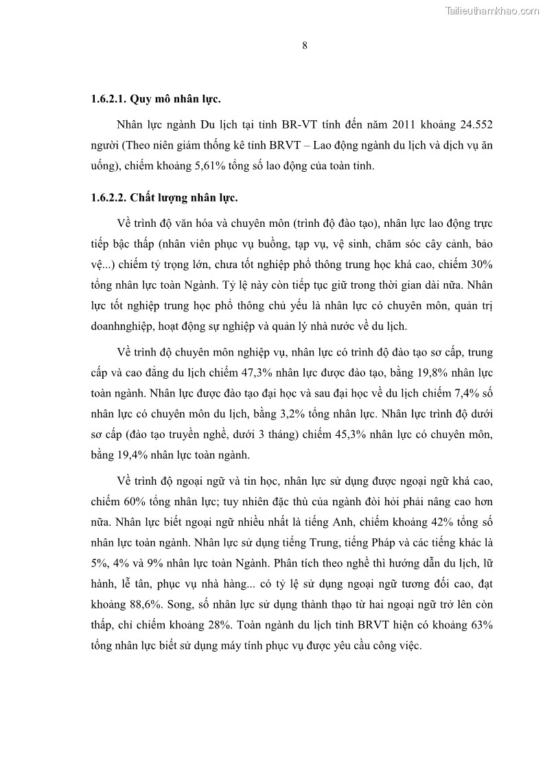 Luận văn thạc sĩ Nâng cao chất lượng đào tạo nguồn nhân lực ngành du lịch tại tỉnh Bà Rịa – Vũng Tàu - 3 Trang 25