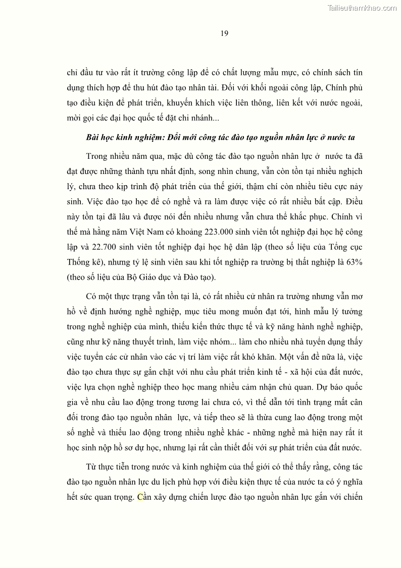 Luận văn thạc sĩ Nâng cao chất lượng đào tạo nguồn nhân lực ngành du lịch tại tỉnh Bà Rịa – Vũng Tàu - 3 Trang 36