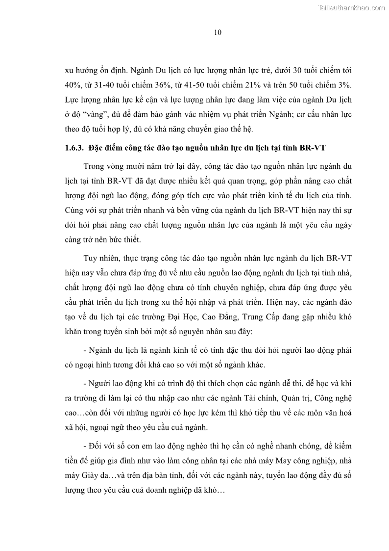 Luận văn thạc sĩ Nâng cao chất lượng đào tạo nguồn nhân lực ngành du lịch tại tỉnh Bà Rịa – Vũng Tàu - 3 Trang 27