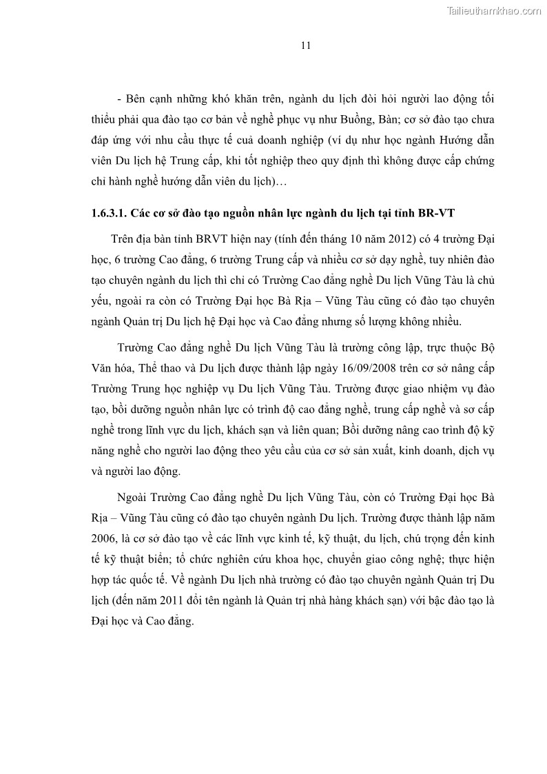 Luận văn thạc sĩ Nâng cao chất lượng đào tạo nguồn nhân lực ngành du lịch tại tỉnh Bà Rịa – Vũng Tàu - 3 Trang 28