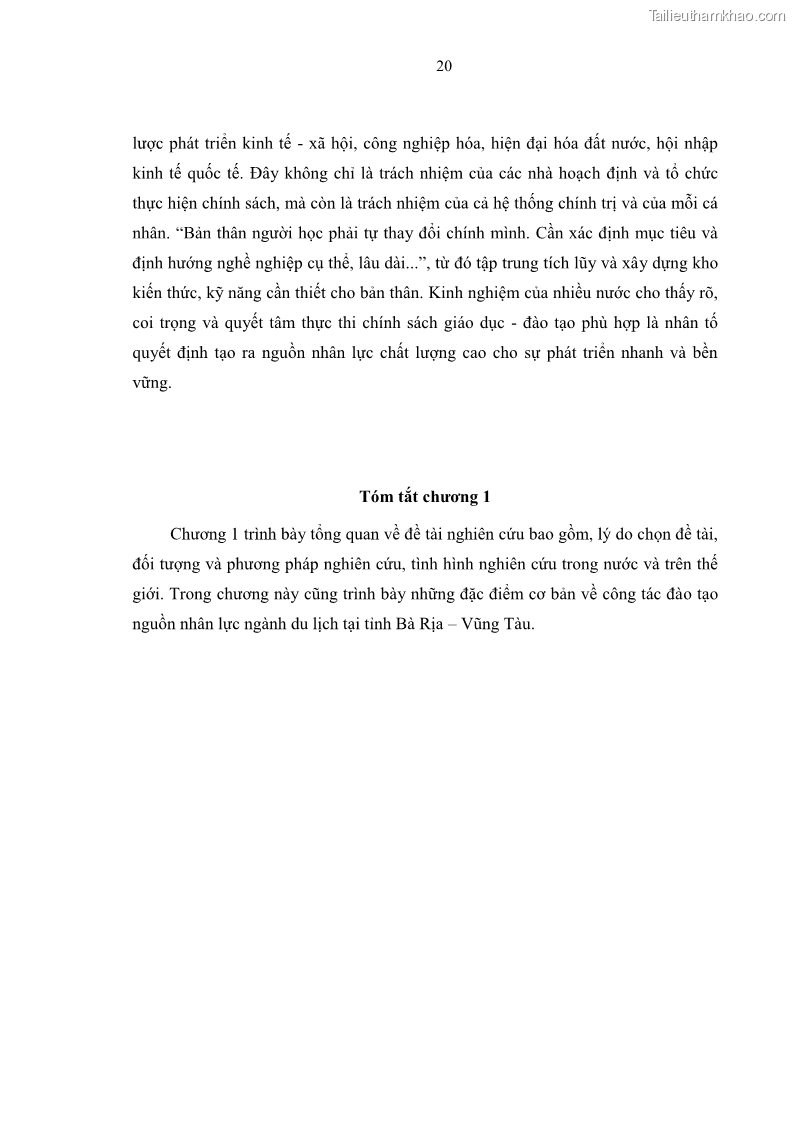 Luận văn thạc sĩ Nâng cao chất lượng đào tạo nguồn nhân lực ngành du lịch tại tỉnh Bà Rịa – Vũng Tàu - 4 Trang 37