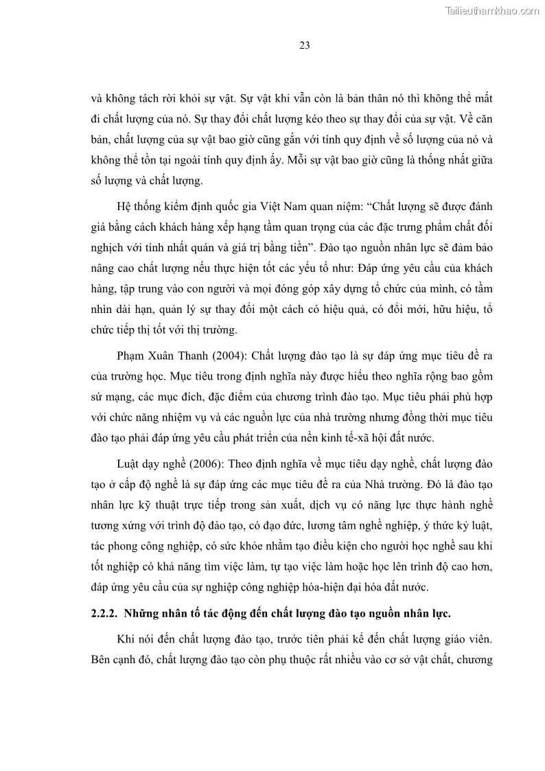 Luận văn thạc sĩ Nâng cao chất lượng đào tạo nguồn nhân lực ngành du lịch tại tỉnh Bà Rịa – Vũng Tàu - 4 Trang 40