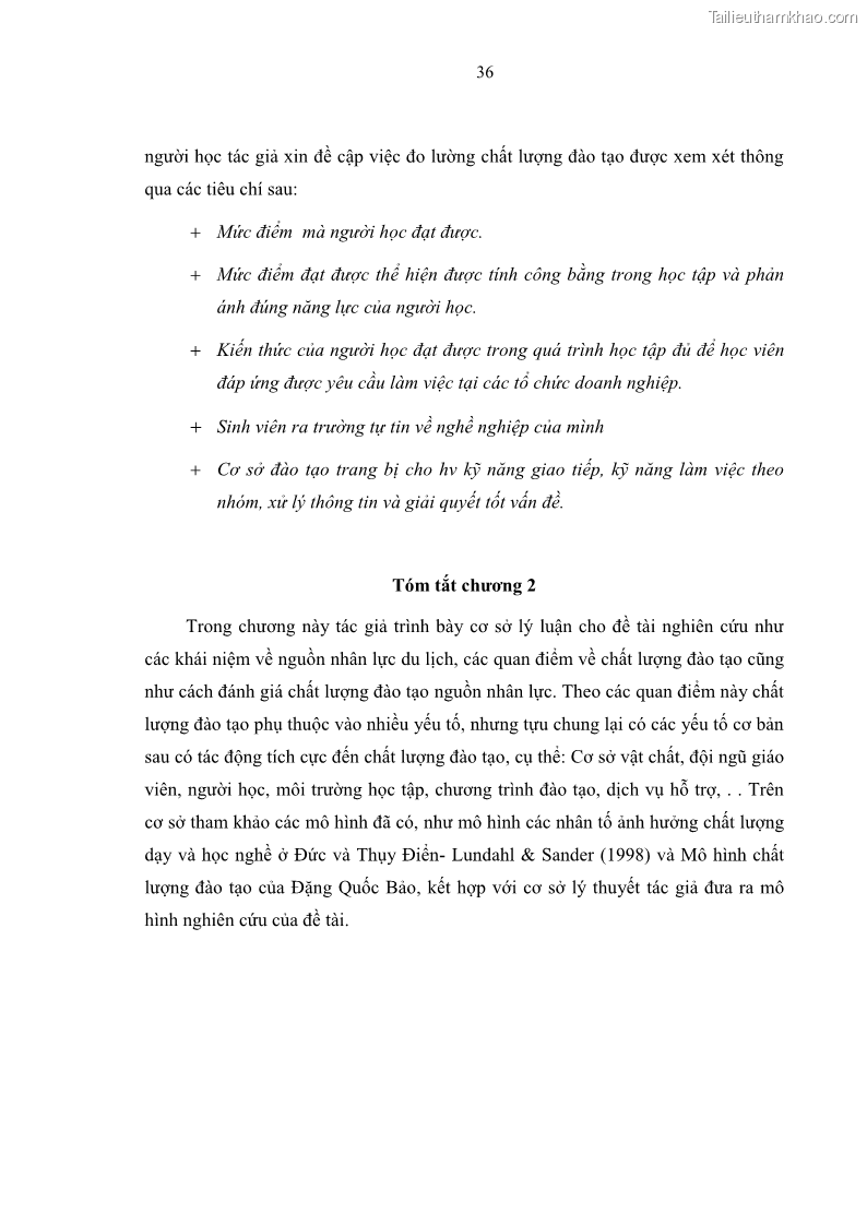 Luận văn thạc sĩ Nâng cao chất lượng đào tạo nguồn nhân lực ngành du lịch tại tỉnh Bà Rịa – Vũng Tàu - 5 Trang 53