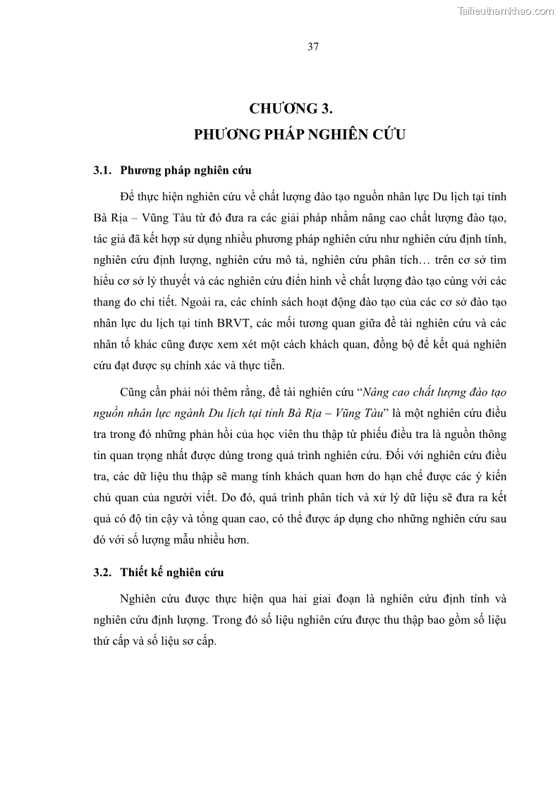 Luận văn thạc sĩ Nâng cao chất lượng đào tạo nguồn nhân lực ngành du lịch tại tỉnh Bà Rịa – Vũng Tàu - 5 Trang 54