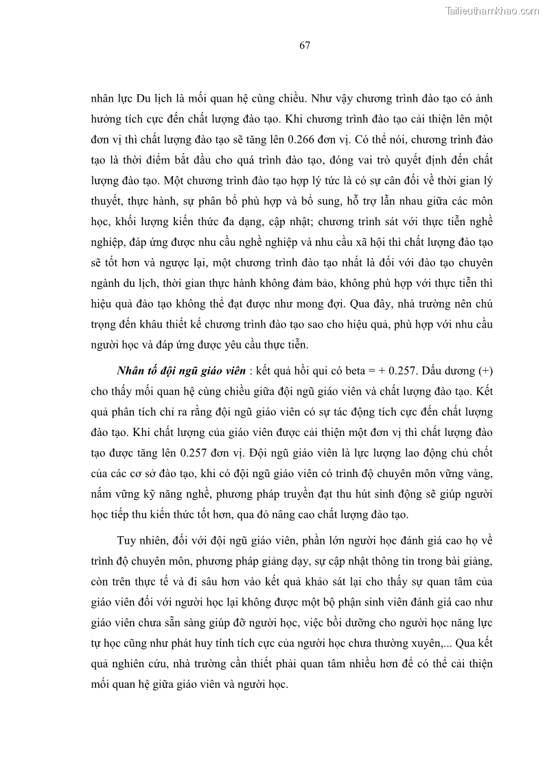 Luận văn thạc sĩ Nâng cao chất lượng đào tạo nguồn nhân lực ngành du lịch tại tỉnh Bà Rịa – Vũng Tàu - 7 Trang 84