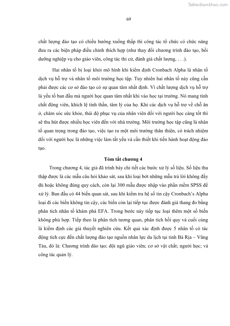 Luận văn thạc sĩ Nâng cao chất lượng đào tạo nguồn nhân lực ngành du lịch tại tỉnh Bà Rịa – Vũng Tàu - 8 Trang 86