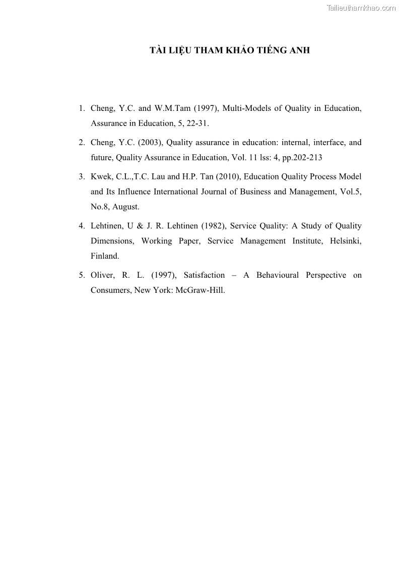 Luận văn thạc sĩ Nâng cao chất lượng đào tạo nguồn nhân lực ngành du lịch tại tỉnh Bà Rịa – Vũng Tàu - 9 Trang 97