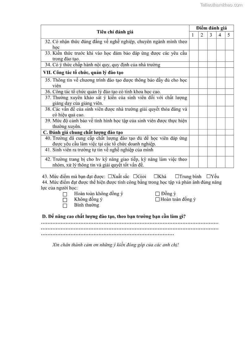 Luận văn thạc sĩ Nâng cao chất lượng đào tạo nguồn nhân lực ngành du lịch tại tỉnh Bà Rịa – Vũng Tàu - 9 Trang 101
