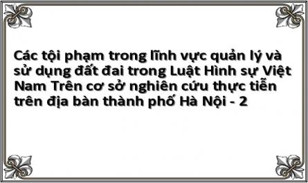 Các tội phạm trong lĩnh vực quản lý và sử dụng đất đai trong Luật Hình sự Việt Nam Trên cơ sở nghiên cứu thực tiễn trên địa bàn thành phố Hà Nội - 2