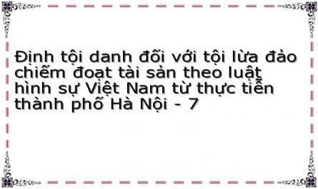Định tội danh đối với tội lừa đảo chiếm đoạt tài sản theo luật hình sự Việt Nam từ thực tiễn thành phố Hà Nội - 7