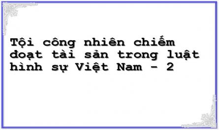 Tội công nhiên chiếm đoạt tài sản trong luật hình sự Việt Nam - 2