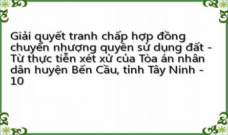 Giải quyết tranh chấp hợp đồng chuyển nhượng quyền sử dụng đất - Từ thực tiễn xét xử của Tòa án nhân dân huyện Bến Cầu, tỉnh Tây Ninh - 10