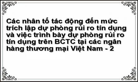 Các nhân tố tác động đến mức trích lập dự phòng rủi ro tín dụng và việc trình bày dự phòng rủi ro tín dụng trên BCTC tại các ngân hàng thương mại Việt Nam - 2