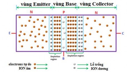 Hình 4 4 Transistor khi chưa được phân cực Chúng ta biết rằng các hạt mang điện 4