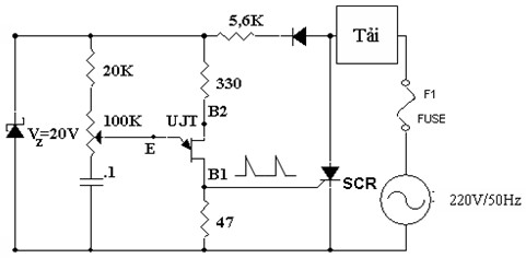Hình 6 5 Mạch tạo xung kích dùng UJT Bán kỳ dương nếu có xung đưa vào cực 7