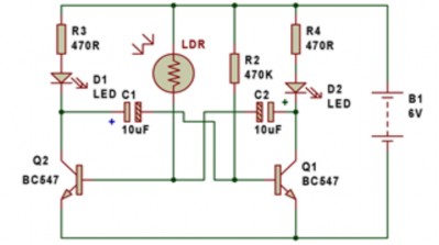 Hình 7 13 Mạch dao động đa hài dùng LDR Hình 7 14 mạch bật đèn dung LDR 7 5 Diode 4
