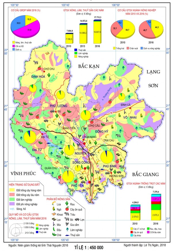 Hình 3 4 Bản đồ hiện trạng phát triển và phân bố nông nghiệp tỉnh Thái 1