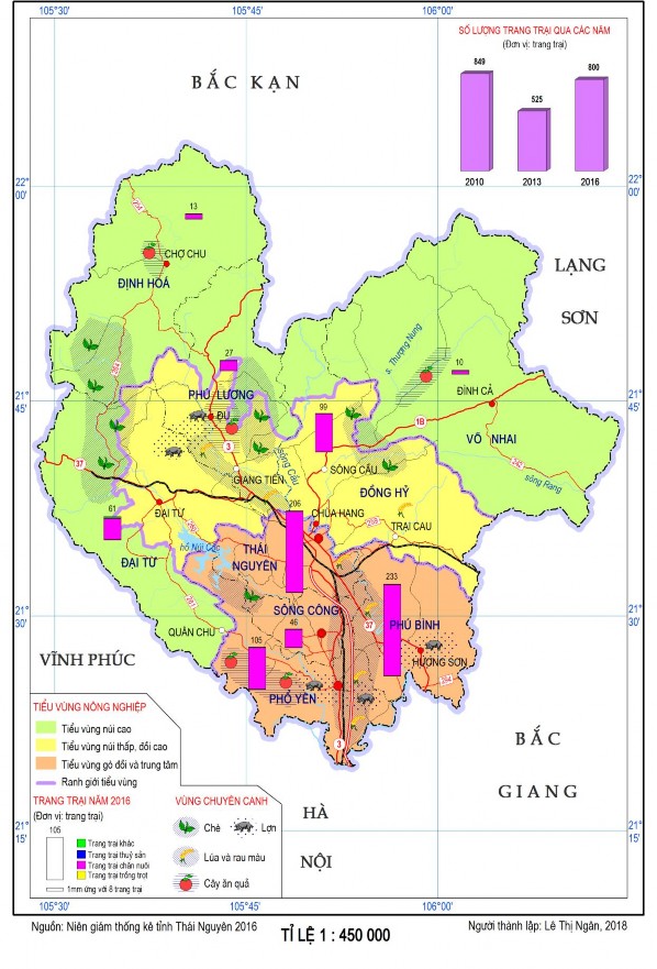 Hình 3 5 Bản đồ các khu vực chuyên canh vùng nông nghiệp tỉnh Thái Nguyên 3 2 3 2
