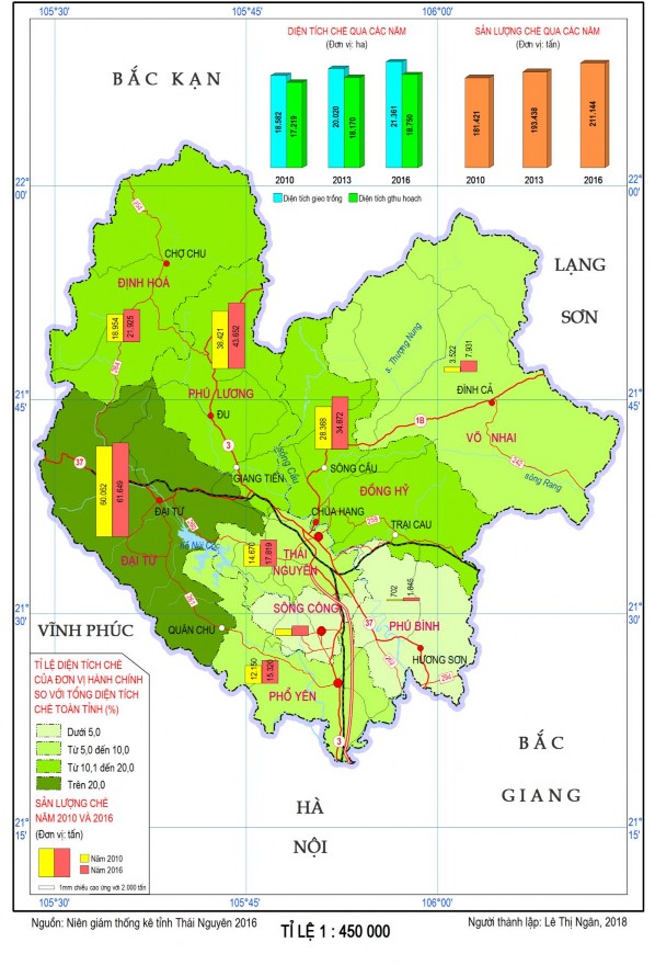 Hình 3 3 Bản đồ hiện trạng sản xuất chè tỉnh Thái Nguyên 3