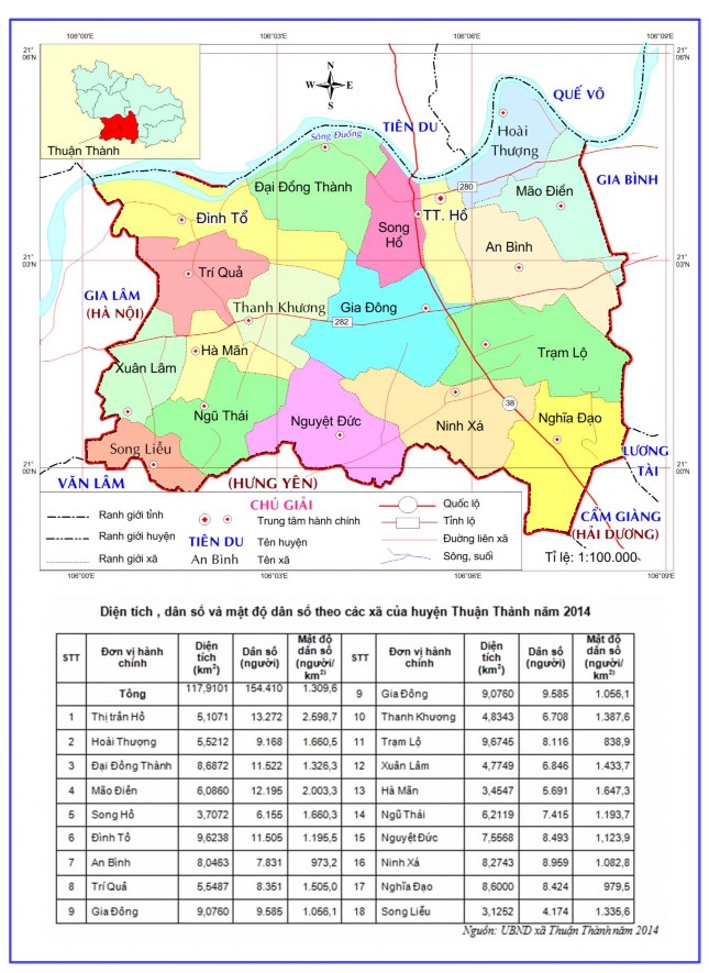 Hình 2 1 Bản đồ hành chính huyện Thuận Thành tỉnh Bắc Ninh Nguồn tác giả 1