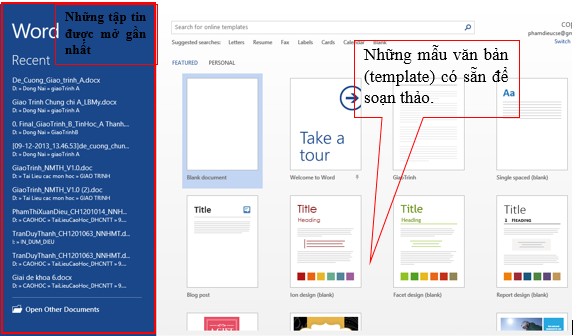Hình 3 Các mẫu soạn thảo văn bản có sẵn Để tạo một trang Word trống bạn 15