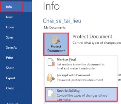 Hình 33 Hạn chế chỉnh sửa tài liệu Hình 34 Đặt mật khẩu bảo vệ 26