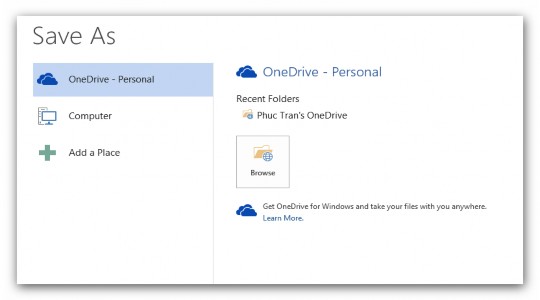 Hình 45 Chọn lưu trữ online OneDrive  Chọn vị trí và đặt tên cho tập tin Hình 14