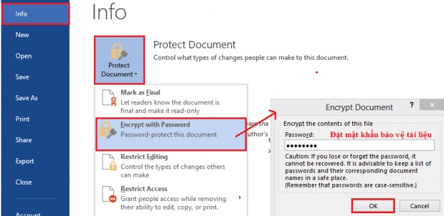 Hình 35 Thêm mật khẩu bảo vệ tài liệu Để xóa mật khẩu cho tài liệu đã 2