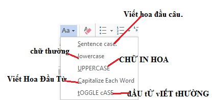 Hình 56 Các kiểu chữ hoa thường  Chữ in đậm  chọn khối văn bản  Ctrl 14