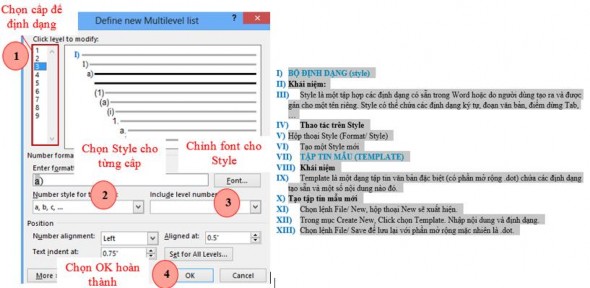 Hình 73 Các dạng bullets có phân cấp Sau khi Click OK để hoàn thành thì đoạn văn 10