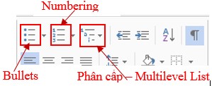 Hình 68 Chọn bullets and numbering  Các dạng Bullets Hình 69 Các dạng bullets Hình 70 4