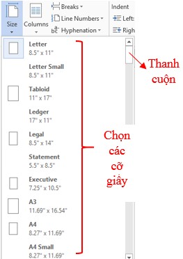 Hình 104 Chọn cỡ giấy  Chia cột đoạn văn bản Vào Tab Page Layout  group Page 2