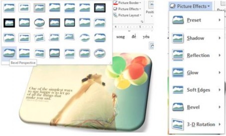 Hình 123 Các hiệu ứng khác của hình Picture Layout Ngoài ra bạn còn có thể 4
