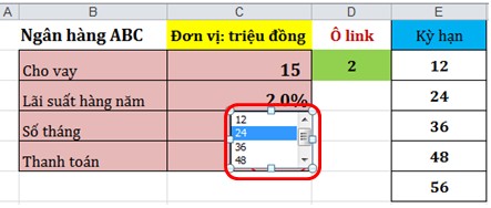 Hình 2 4 38 Ví dụ Sau khi đã tạo xong Combo Box cho các loại kỳ hạn bạn thiết 16