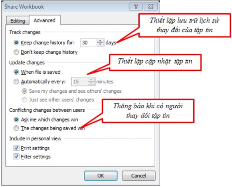 Bước 4 Click Ok để hoàn thành Theo dõi sự thay đổi của tập tin Sau khi đã chia 12