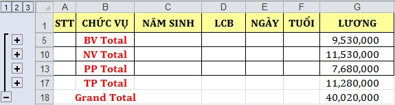 1 3 Trình diễn dữ liệu 1 3 1 Thao tác với PivotTables Chức năng Thống kê dữ 6