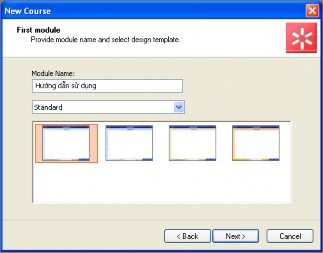 Hình 1 5 Chọn thiết kế mô đun Đến đây bài giảng đã được khởi tạo Nhắp 4