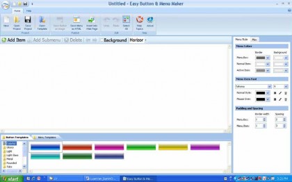 Hình 1 12 Cửa sổ làm việc của Easy button Menu Maker 1 4 5 4 Crystal Button 2007 Ứng 5