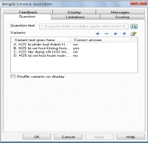 Hình 2 14 Hộp thoại Properties của Single Choice 1 Trong hộp thoại chọn phiếu 1
