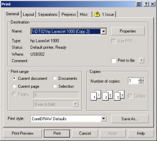  Chọn tên máy in Vào các lựa chọn Current document in cả tập tin 3