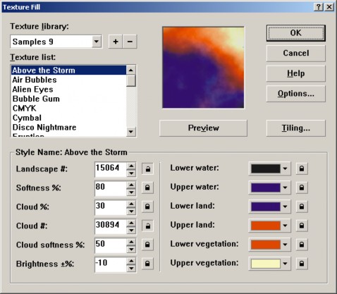 Postscrip Fill Dialog Tô đối tượng với kết cấu và màu sắc đơn giản Nhấp 15