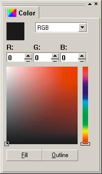 No Fill Aùp dụng không tô màu đối tượng Color Docker Window cửa sổ màu Nhấp 2