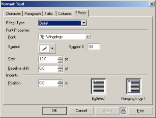  Effect type kiểu hiệu ứng Bullet biểu tượng đầu đoạn Drop cap ký tự 10
