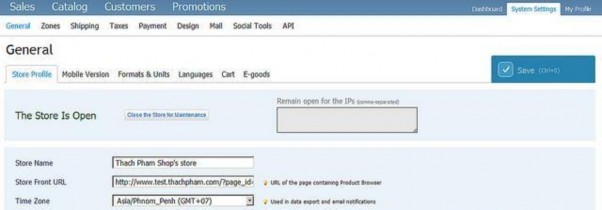 Phần n y l để tùy chỉnh những thông tin cơ bản trong gian hàng Bao gồm thẻ Store 3