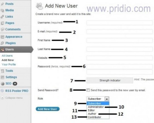 bạn Username Tài khoản đăng nhập bắt buộc phải có Email Email của user bắt 8