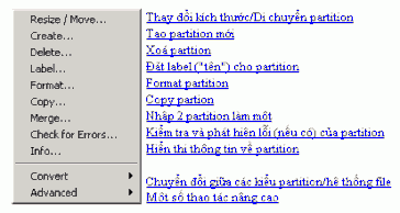 hầu hết các thao tác đều có thể được truy cập qua menu này Chú ý Tất cả 2