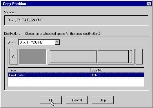 Bạn có thể copy partition từ đĩa cứng này sang đĩa cứng khác bằng cách chọn 7