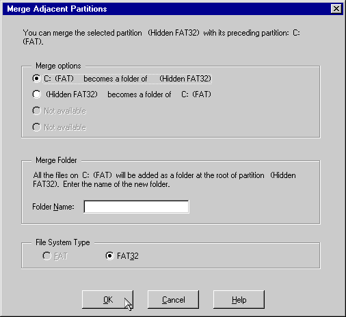 Bạn có thể chọn 1 trong các kiểu ghép như sau Partition bạn chọn sẽ được 8