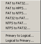 Bạn có thể chọn một trong các kiểu chuyển đổi Từ FAT sang FAT32 HPFS hiặc NTFS 9